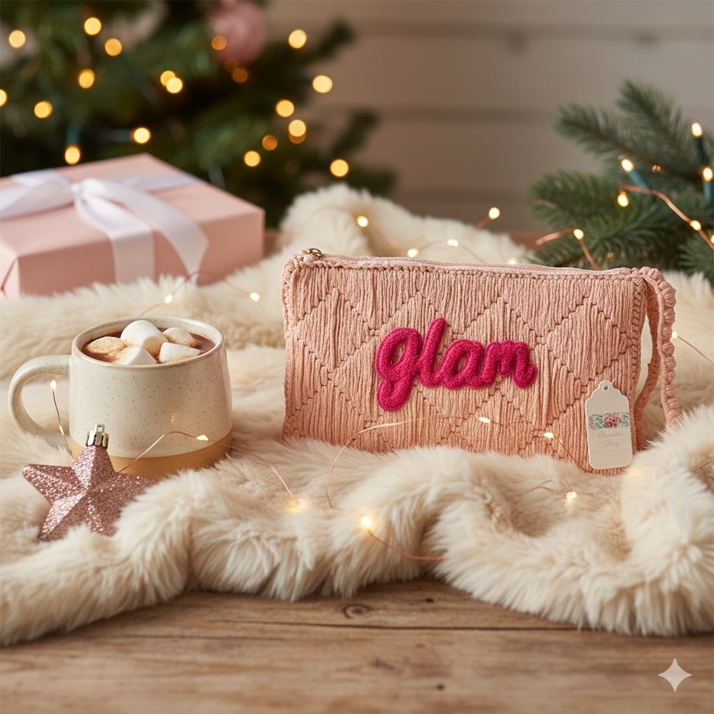 Glam Pink Plush Cosmetic Bag Set with Wristlet – Makeup Bag & Beauty Essentials